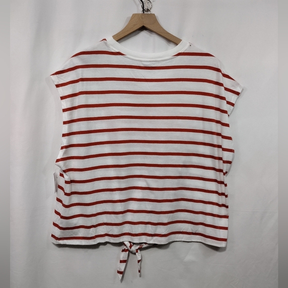 NWT Old Navy EveryWear Tie-Front Top Women's XXL White Red Retro 90s Y2K Casual - Picture 5 of 11
